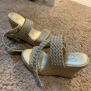 Jessica Simpson gold espadrille wedge